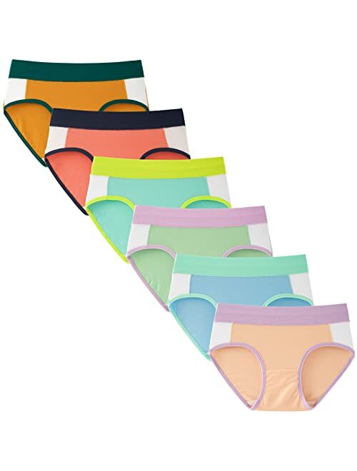 INNERSY Teen Girls Underwear Cotton Stretch Briefs Comfy Mid Rise Panties 6 Pack