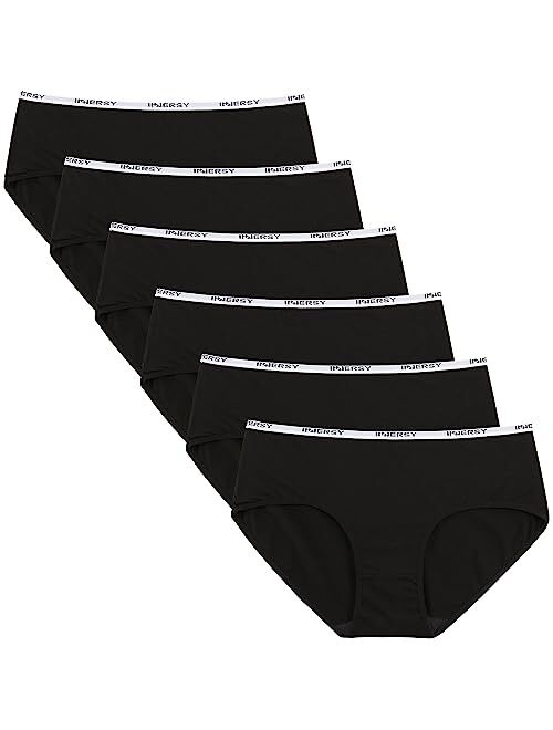 INNERSY Womens Cotton Underwear Ladies Mid-low Waisted Hipster Panties Briefs 6 Pack