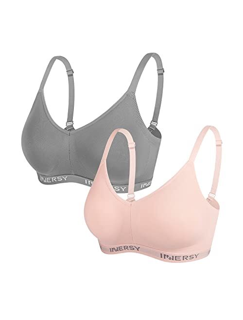 INNERSY Womens Wireless Comfortable Everyday Bras Padded Support 2-Pack