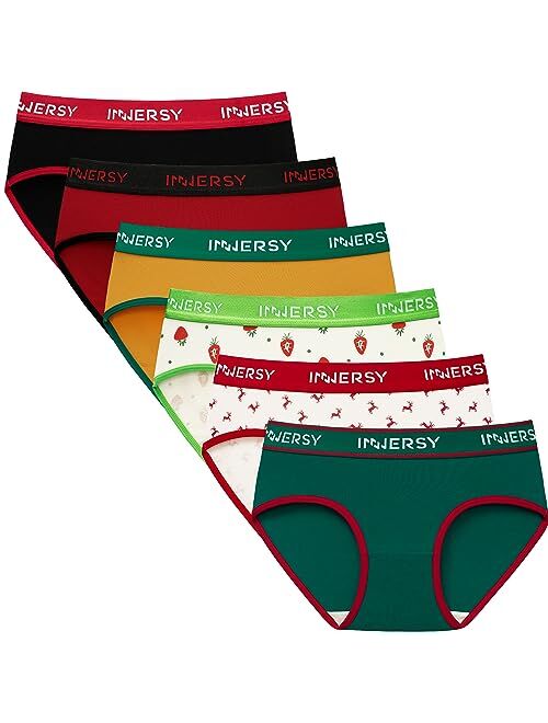 INNERSY Big Girls' Underwear Age 8-16 Teens Cotton Briefs No Wedgies Panties 6 Pack