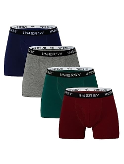 Men's Cotton Boxer Briefs Soft Colorful Stylish Stretchy Underwear 4-Pack