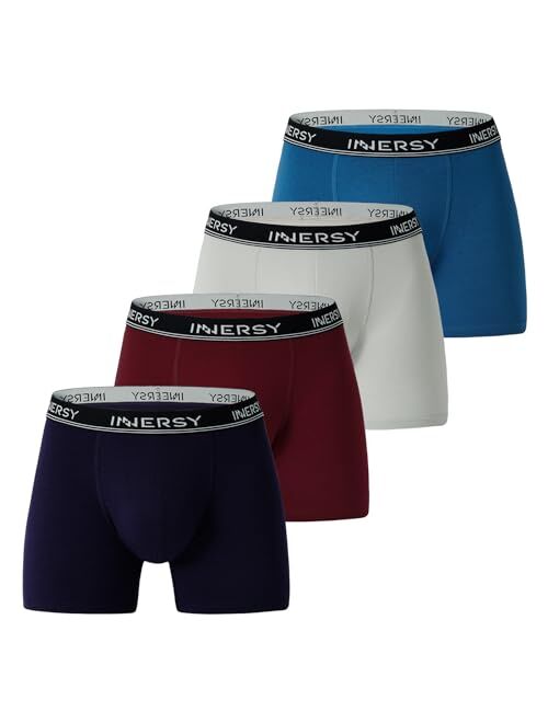 INNERSY Men's Breathable Boxers Briefs Support Pouch Stretchy Workout Underwear 4-Pack