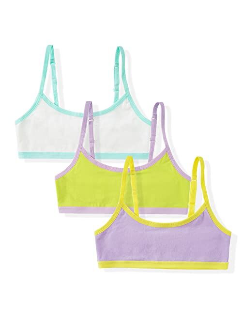 INNERSY Girls Cotton Training Bra 3 Pack Big Girls Cami Crop Bralette with Adjustable Straps First Bras for Teens Aged 7-16