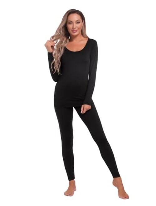 INNERSY Lightweight Thermal Underwear Set for Women Fleece Lined Base Layer Cold Weather