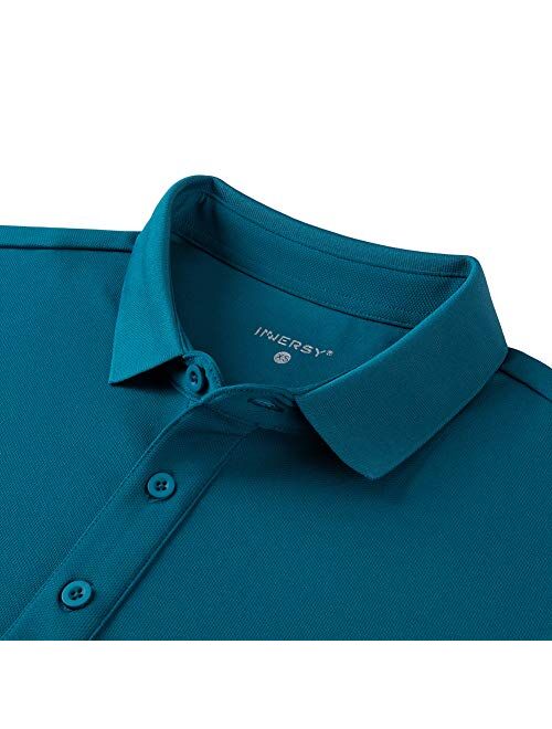 INNERSY Men's Polyester Golf Polo Shirt Moisture Wicking Short Sleeve Shirt