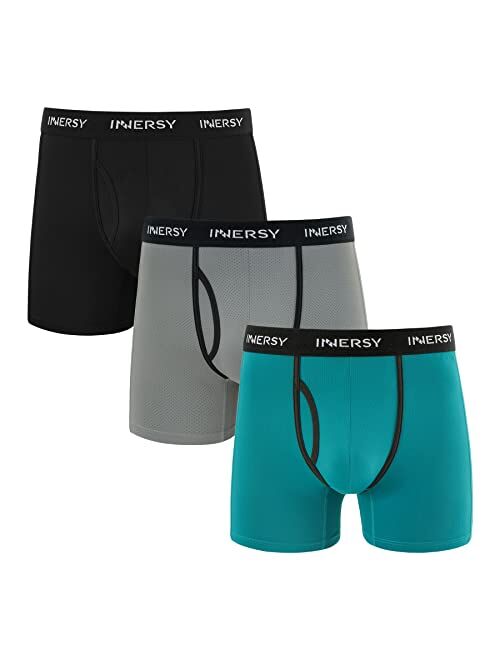 INNERSY Mens Cotton Boxer Briefs Cooling Quick Dry Breathable Underwear Trunks 3 Pack