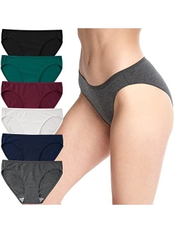 Women's High Cut Bikini Underwear Cotton Stretch Hipster Panties for Women 6 Pack