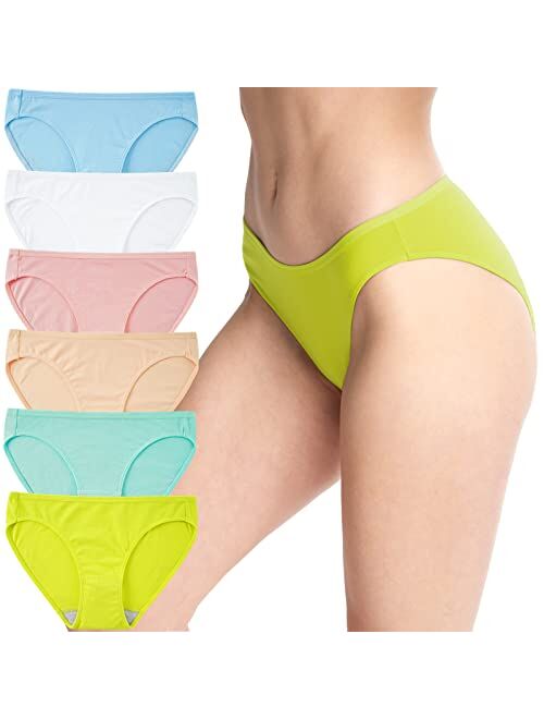 INNERSY Women's High Cut Bikini Underwear Cotton Stretch Hipster Panties for Women 6 Pack