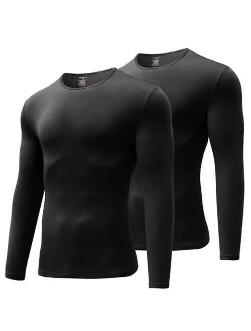 INNERSY Mens Thermal Underwear Lightweight Long Sleeves Base Layer Tops 2 Packs