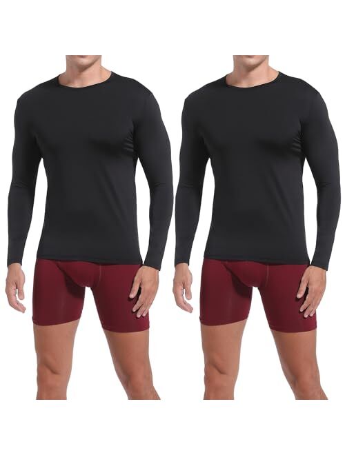 INNERSY Mens Thermal Underwear Lightweight Long Sleeves Base Layer Tops 2 Packs