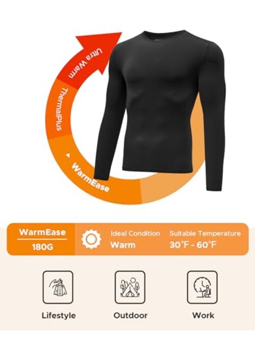 INNERSY Mens Thermal Underwear Lightweight Long Sleeves Base Layer Tops 2 Packs