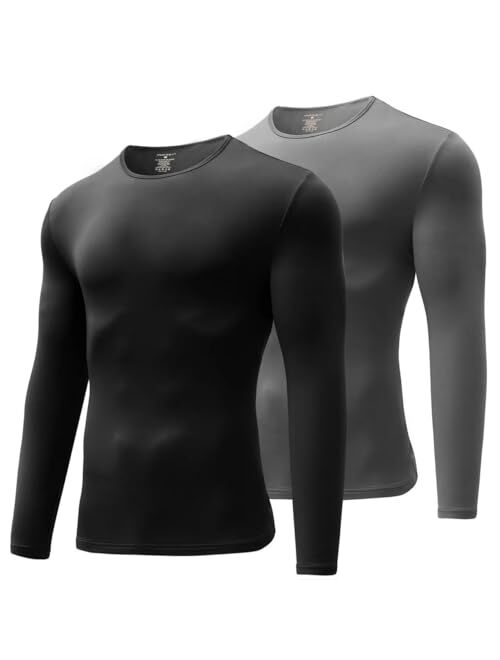 INNERSY Mens Thermal Underwear Lightweight Long Sleeves Base Layer Tops 2 Packs