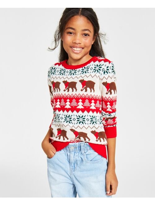 CHARTER CLUB Holiday Lane Big Girls Santa Bear Sweater, Created for Macy's