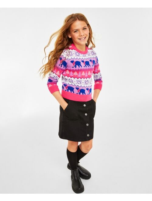 CHARTER CLUB Holiday Lane Big Girls Santa Bear Sweater, Created for Macy's