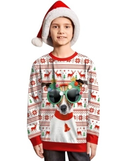 BesserBay Christmas Kids Ugly Sweatshirt Xmas Long Sleeve Funny Shirt 4-14 Years