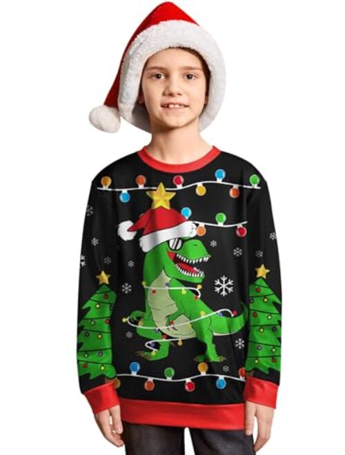 BesserBay Christmas Kids Ugly Sweatshirt Xmas Long Sleeve Funny Shirt 4-14 Years