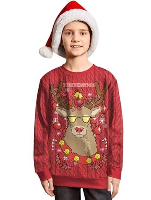 BesserBay Christmas Kids Ugly Sweatshirt Xmas Long Sleeve Funny Shirt 4-14 Years