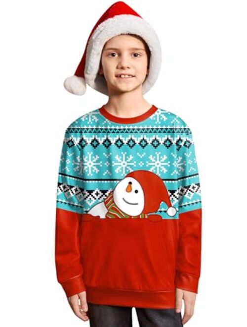 BesserBay Christmas Kids Ugly Sweatshirt Xmas Long Sleeve Funny Shirt 4-14 Years