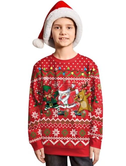 BesserBay Christmas Kids Ugly Sweatshirt Xmas Long Sleeve Funny Shirt 4-14 Years