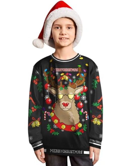 BesserBay Christmas Kids Ugly Sweatshirt Xmas Long Sleeve Funny Shirt 4-14 Years