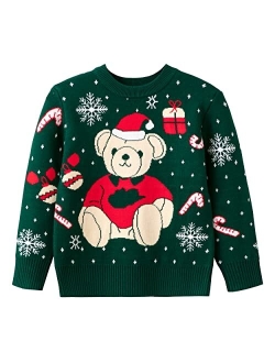 ALINTU Toddler Girls Boys Christmas Sweater Knit Pullover Sweater Tops for Kids