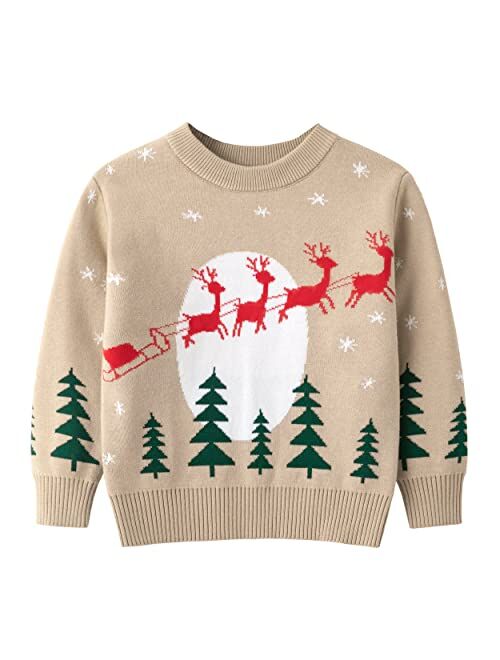 ALINTU Toddler Girls Boys Christmas Sweater Knit Pullover Sweater Tops for Kids