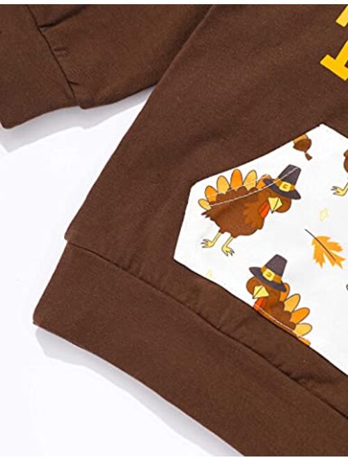 MIGU Thanksgiving Boy Outfit Toddler boy Thanksgiving Little Turkeys Boys Outfit Long Sleeve Hoodie+Long Pant 2pcs Set