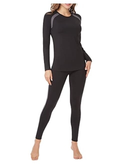 MANCYFIT Thermal Underwear for Women Fleece Lined Long Johns Set Stretchable Base Layer Cold Weather