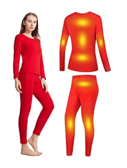 Windpost Women's Heated Thermal Underwear set, USB Women's Electric Thermal Long Underwear set, Snow Leggings for Women