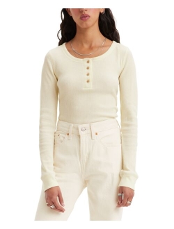 Women's Sierra Waffle-Knit Quarter-Button Henley Top