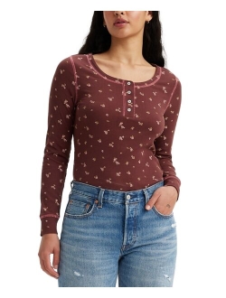 Women's Sierra Waffle-Knit Quarter-Button Henley Top