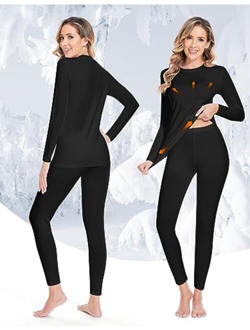 YADIFEN Womens Thermal Underwear Set,Long Johns for Women Base Layer with Fleece Lined Long Underwear Top Bottom Cold Weather