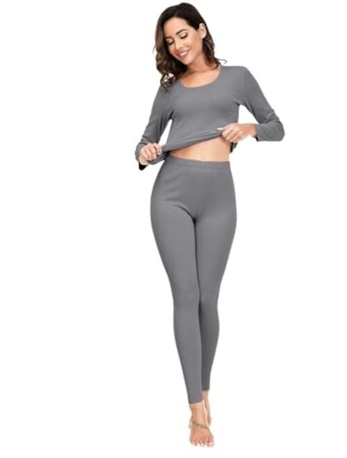 YRW Thermal Underwear for Women Long Johns Fleece Lined Base Layer Soft Top Bottom Pajama Set S-XXL