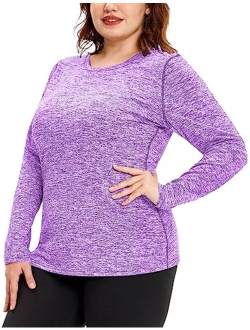 COOTRY Plus Size Thermal Shirts for Women Fleece Lined Crew Neck Tops Long Johns Base Layer Underwear