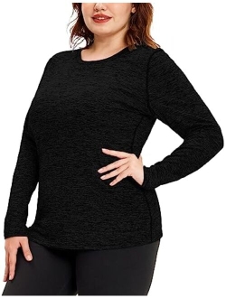 COOTRY Plus Size Thermal Shirts for Women Fleece Lined Crew Neck Tops Long Johns Base Layer Underwear