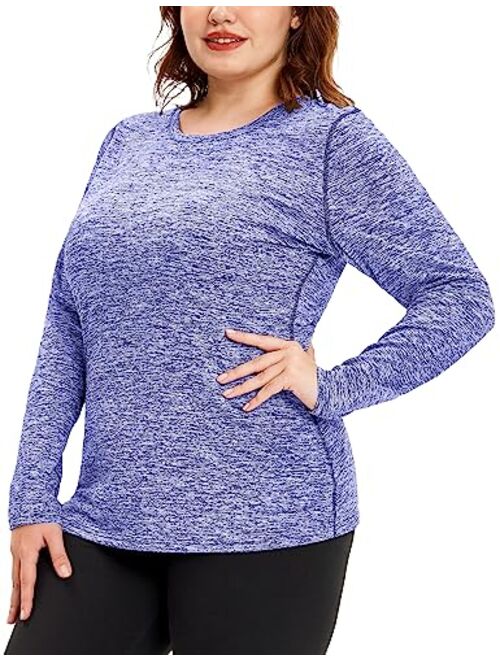 COOTRY Plus Size Thermal Shirts for Women Fleece Lined Crew Neck Tops Long Johns Base Layer Underwear