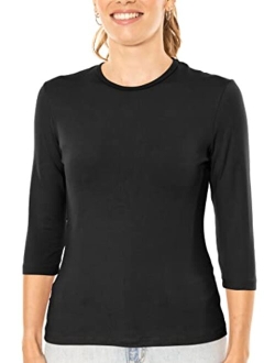 Stretch is Comfort Women's and Plus Oh So Soft 3/4 Sleeve and Long Sleeve Crew Neck Top