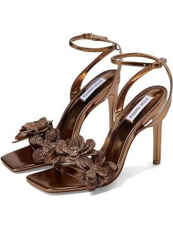 Ulyana Brown Square Toe Ankle Strape Stiletto Heels Party Wear Sandal