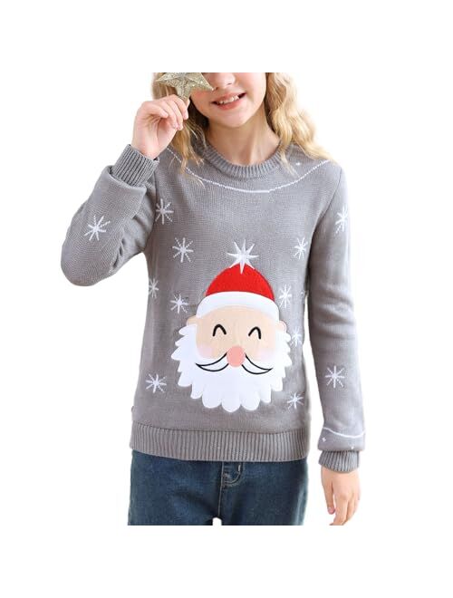 V.&GRIN Ugly Christmas Sweater for Kids, Girls and Boys Funny Cute Holiday Knit Pullover Gift for Xmas