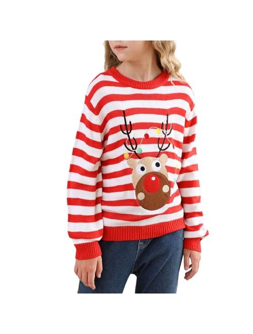 V.&GRIN Ugly Christmas Sweater for Kids, Girls and Boys Funny Cute Holiday Knit Pullover Gift for Xmas