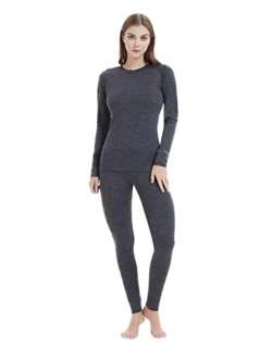 IGUANA Womens 100% Merino Wool Base Layer Sets for Ski Lightweight Thermal Underwear