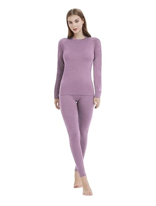 IGUANA Womens 100% Merino Wool Base Layer Sets for Ski Lightweight Thermal Underwear