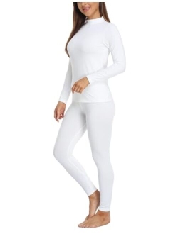 VPESL Womens Mock Neck Thermal Underwear Winter Fleece Ultra-Soft Long Johns Warm Base Layer Set