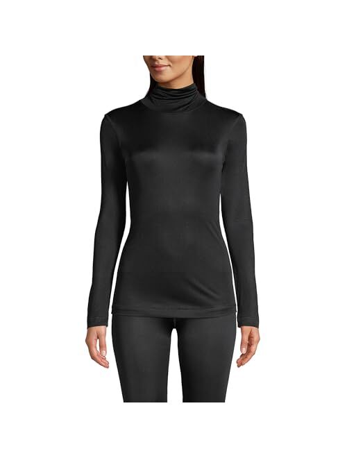 Lands' End Women's Silk Interlock Thermal Long Underwear Base Layer Turtleneck Top