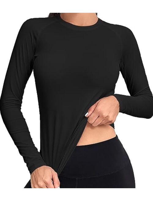 TELALEO 4 Pack Women's Thermal Shirts Fleece Lined Athletic Tops Long Sleeve Compression Workout Baselayer for Cold Weather