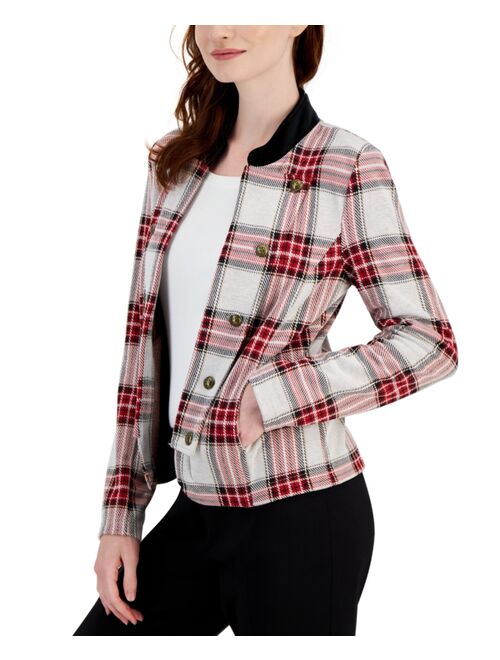 TOMMY HILFIGER Women's Long-Sleeve Tartan Band Jacket