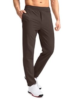 Pudolla Men's Golf Pants Stretch Sweatpants with Zipper Pockets Slim Fit Work Casual Joggers Pants for Men