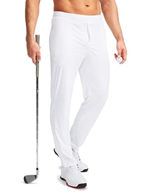 Pudolla Men's Golf Pants Stretch Sweatpants with Zipper Pockets Slim Fit Work Casual Joggers Pants for Men