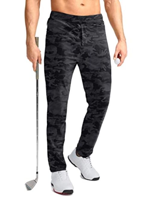 Pudolla Men's Golf Pants Stretch Sweatpants with Zipper Pockets Slim Fit Work Casual Joggers Pants for Men