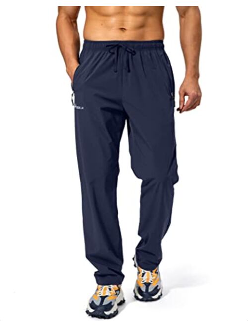 Pudolla Men's Workout Athletic Pants Elastic Waist Jogging Running Pants for Men with Zipper Pockets